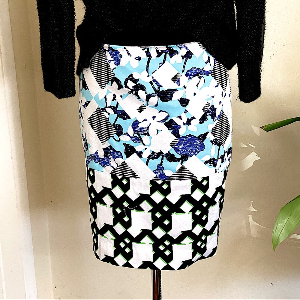 Peter Piloto X Target Floral Check Print Pencil Skirt. Size 2.